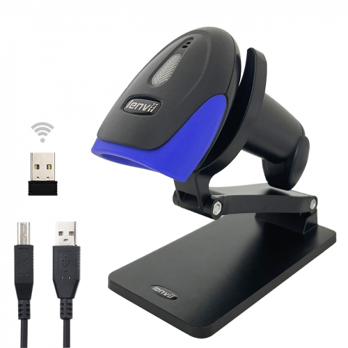 LENVII CW120 Hands-Free Wireless Barcode Scanner 2 in 1 Automatic Wired Barcode Scanner Handheld 1D Barcode Reader Rechargeable